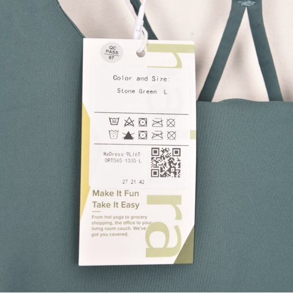 NWT Halara U-Neck Crisscross A-Line Tennis Workout Dress No Liner - Stone Green - Picture 6 of 7